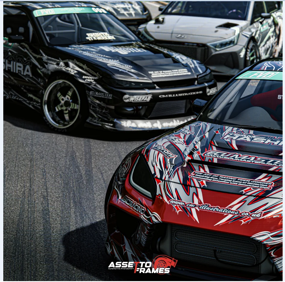 EFVD event cars lined up in competition livery